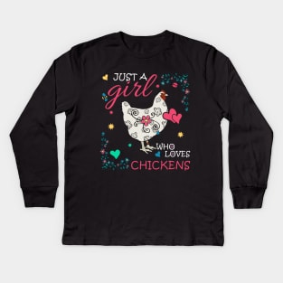 Just a Girl who Loves Chickens Kids Long Sleeve T-Shirt